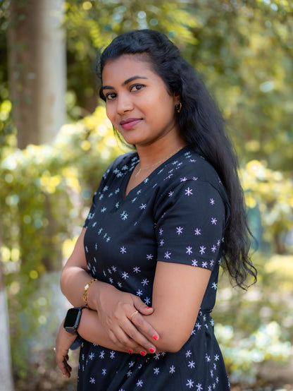 Non Feeding Casual Dress - Black - Star Print | Short Sleeves | Comfortable Casual Outfit