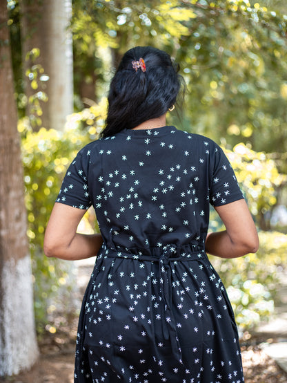 Non Feeding Casual Dress - Black - Star Print | Short Sleeves | Comfortable Casual Outfit