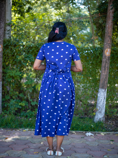 Non Feeding Chic blue Heart Print Casual Wear | Short Sleeves | Comfortable Casual Outfit