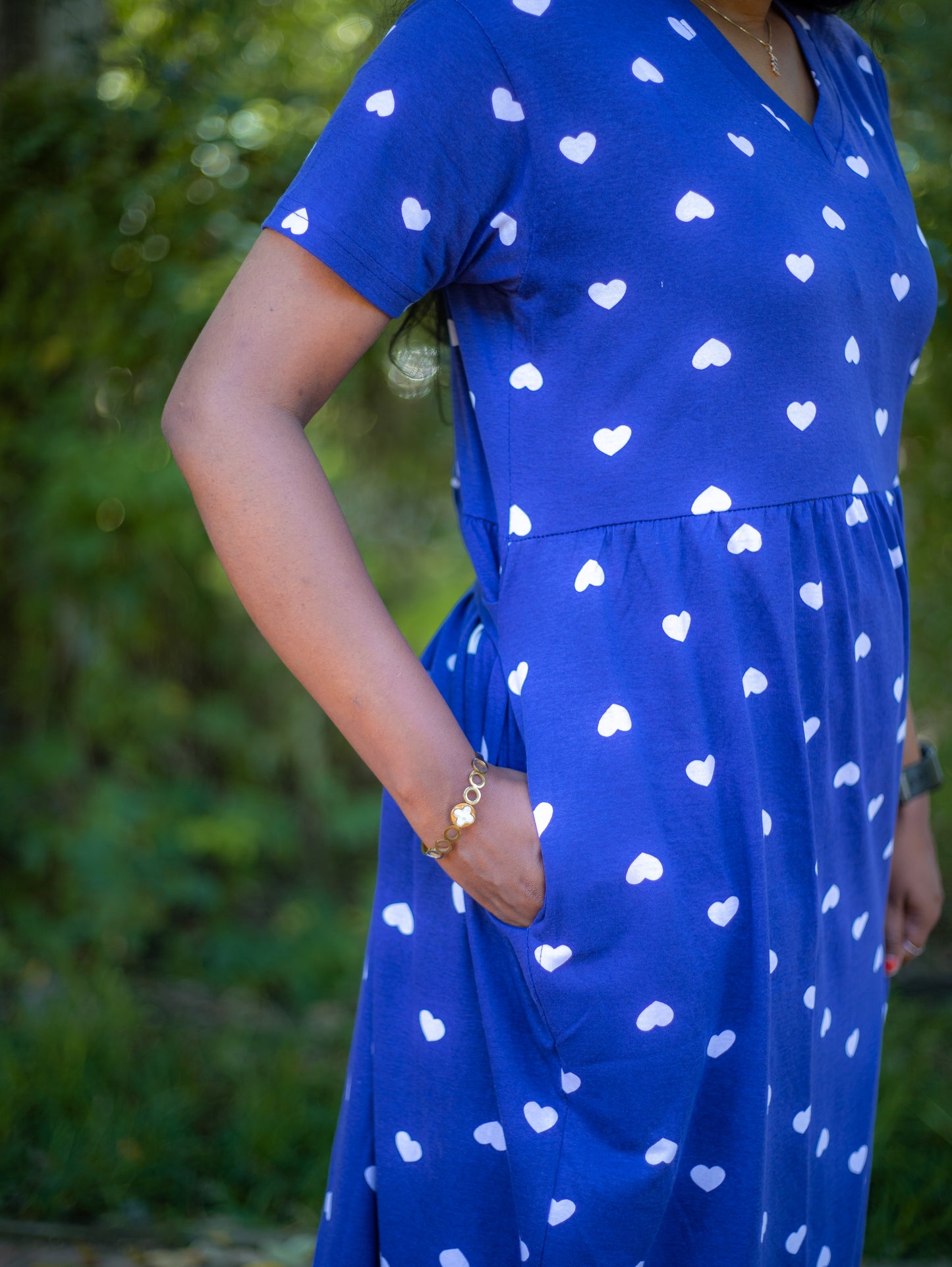 Non Feeding Chic blue Heart Print Casual Wear | Short Sleeves | Comfortable Casual Outfit