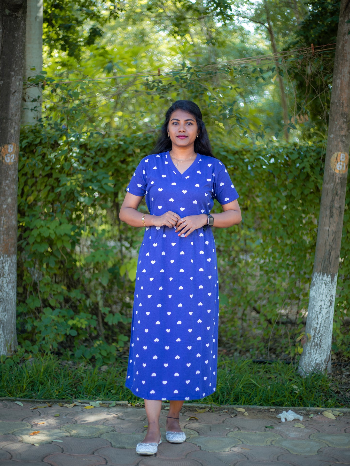 Non Feeding Chic blue Heart Print Casual Wear | Short Sleeves | Comfortable Casual Outfit