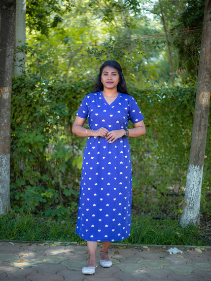 Non Feeding Chic blue Heart Print Casual Wear | Short Sleeves | Comfortable Casual Outfit