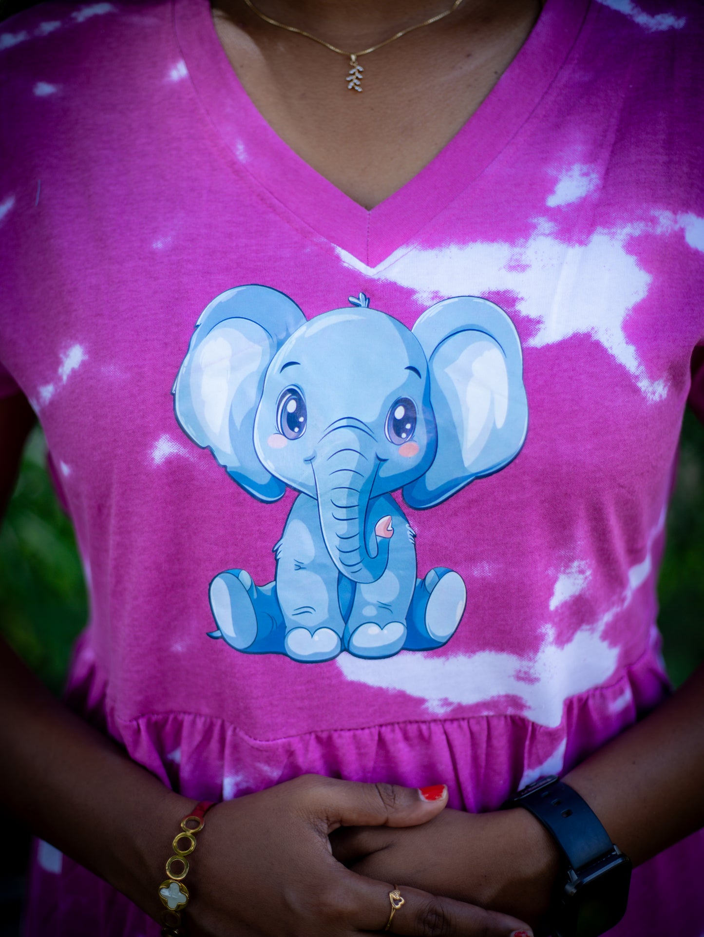 Non Feeding Pink Nighty – Tie & Dye | Short Sleeves | Comfortable Casual Outfit