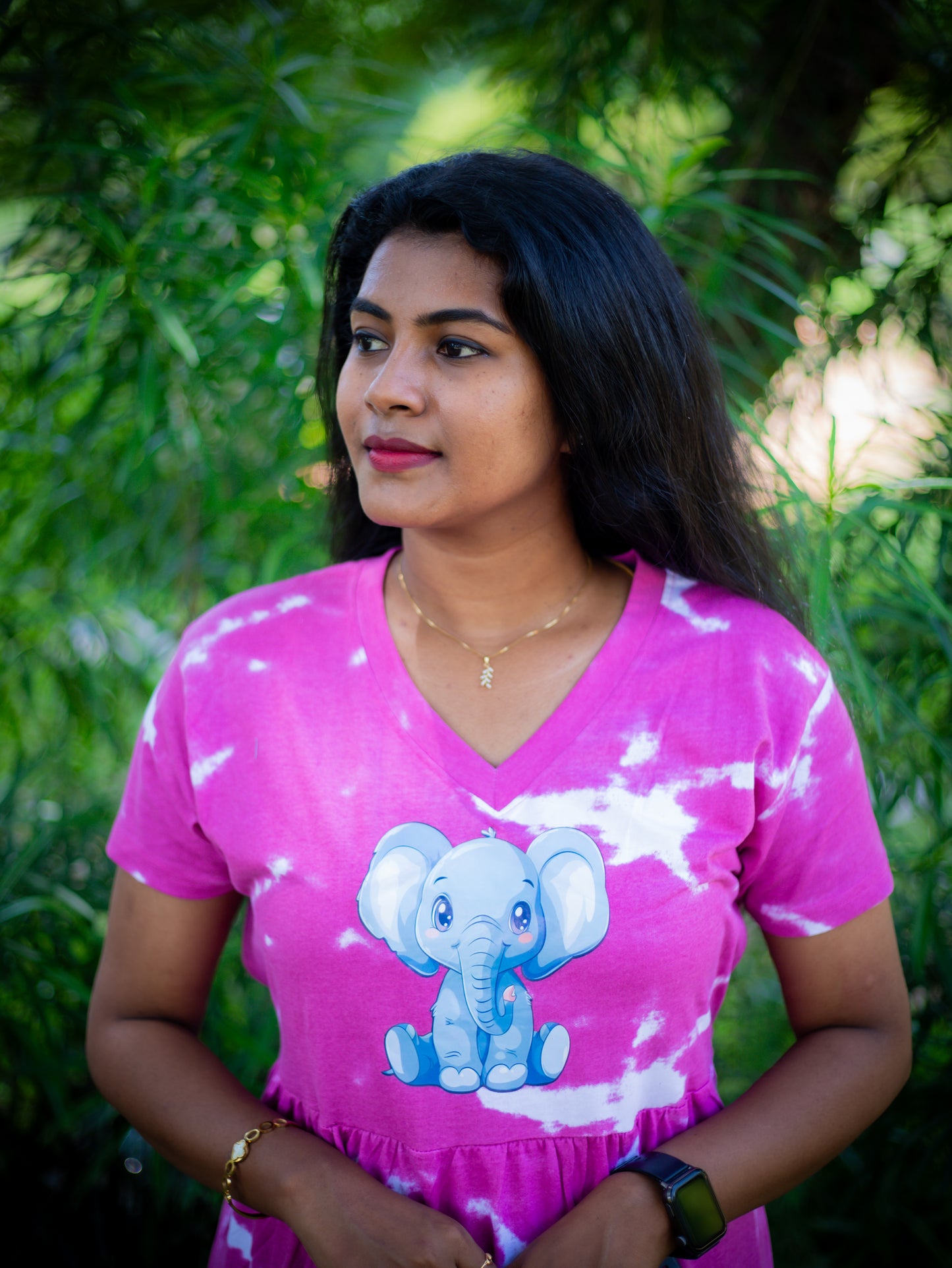 Non Feeding Pink Nighty – Tie & Dye | Short Sleeves | Comfortable Casual Outfit