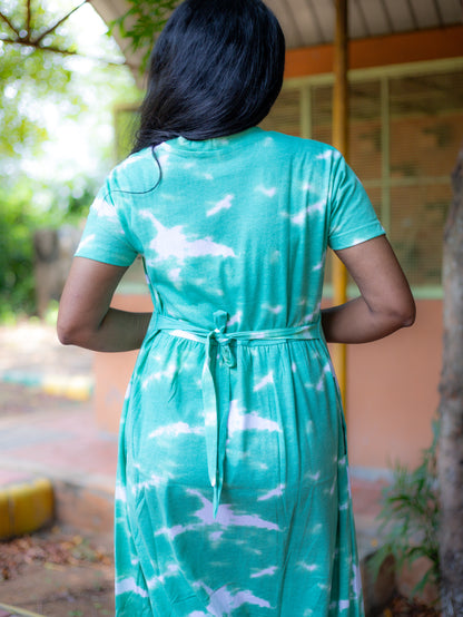 Non Feeding Green Tie-Dye Unicorn Print Nightdress| Short Sleeves | Comfortable Casual Outfit