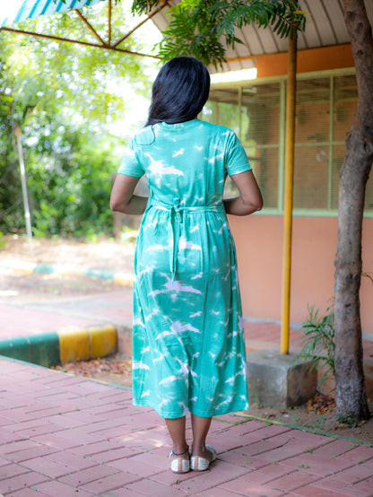 Non Feeding Green Tie-Dye Unicorn Print Nightdress| Short Sleeves | Comfortable Casual Outfit