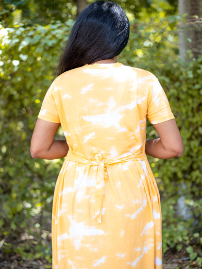 Non Feeding Yellow Tie-Dye Unicorn Print Nightdress| Short Sleeves | Comfortable Casual Outfit