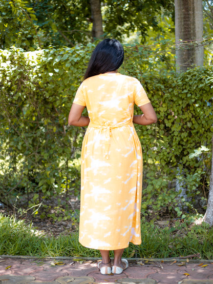 Non Feeding Yellow Tie-Dye Unicorn Print Nightdress| Short Sleeves | Comfortable Casual Outfit